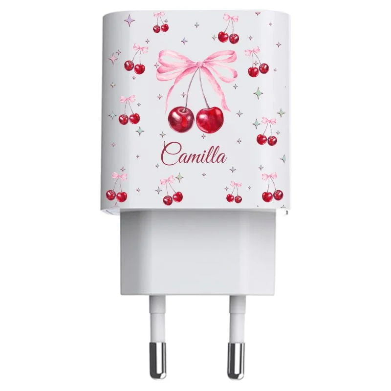 Carregador Turbo Duplo Personalizado Cerejinhas e Estrelas