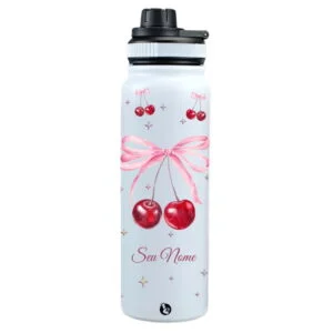 Garrafa Térmica Personalizada Nome Cerejinhas e Estrelas