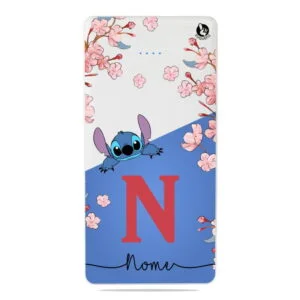 Carregador Portátil Power bank Stitch Nome e Inicial Blue (10000mAh)